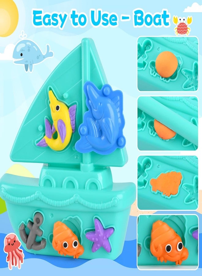 PLAY Ocean Color Dough Kit with Sea Animals Molds, Under the Sea Toys Set for Sensory Play - Boat Whale Shark Crab Fish Cutters, Educational Arts and Crafts Gift for Kids 3 4 5 6 Year Old Boys & Girls - Image 4